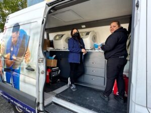 Lestonnac team in sprinter van